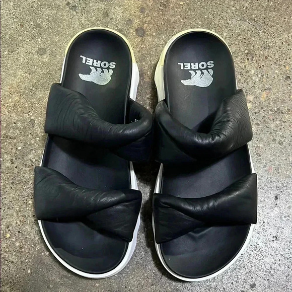 Sorel Black Slide Sandals - Picture 1 of 5